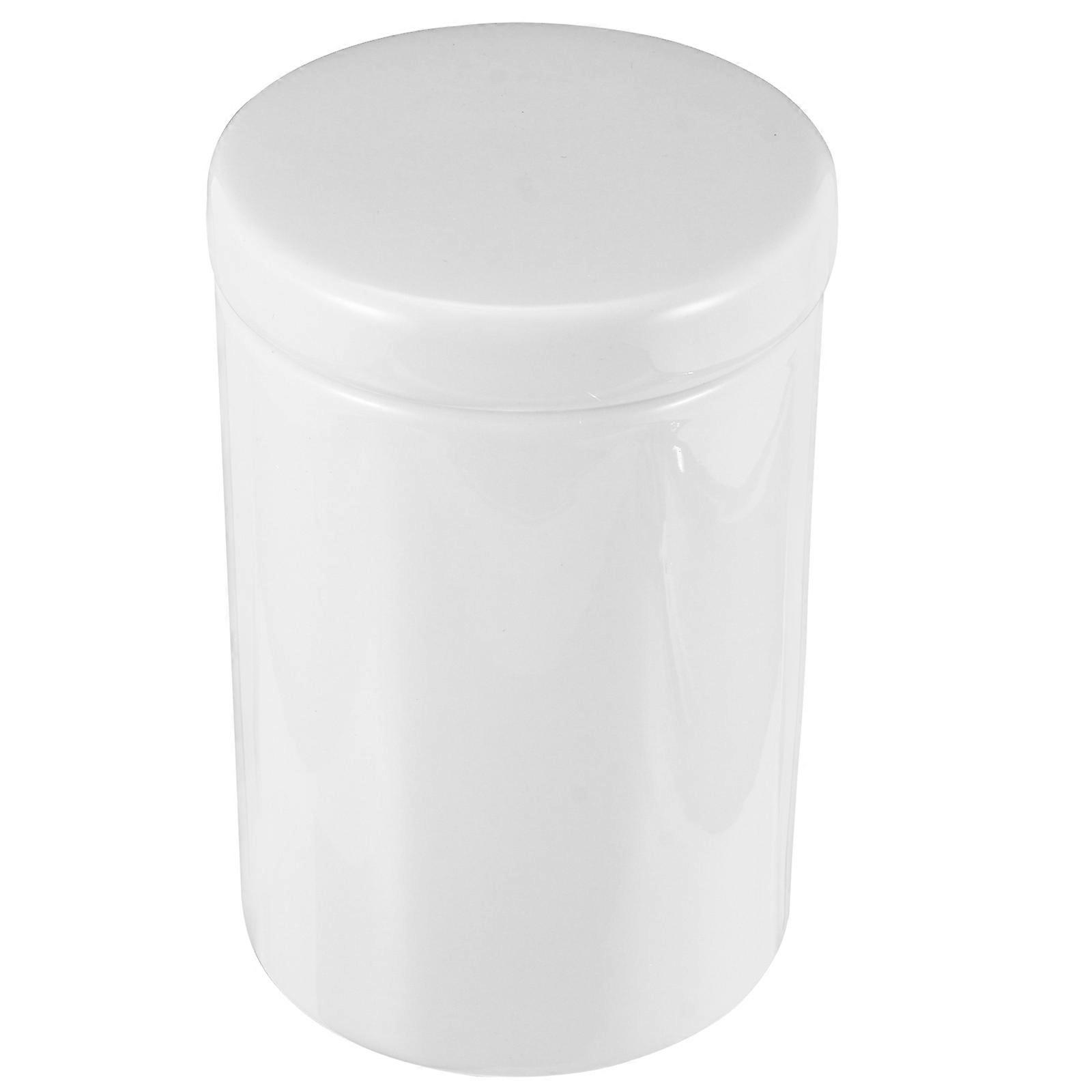 Tea Storage Jar Ceramic Kitchen Use Fresh Keeping Sealed Container Square Shape White 15.8X10X10CM 1Pcs