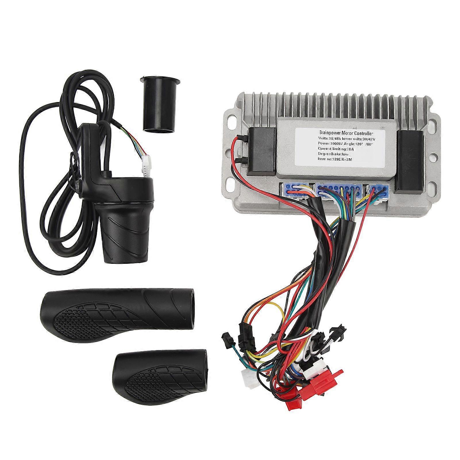 Bicycle Speed Controller Kit Electric Bike Motor Brushless Controller with Half Throttle Grip 36V/48V 1000W 38AYMQX)
