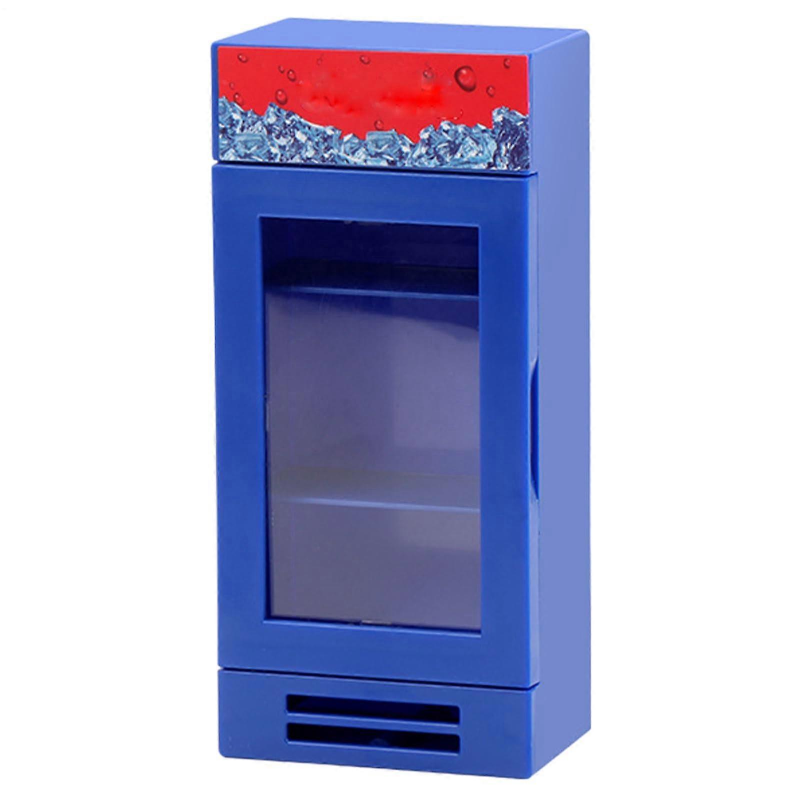 Mini Play Toy Cola Vending Machine, Blue Camping Toy Refrigerator, Realistic Design, 45G Safe Material for Travel and Indoors