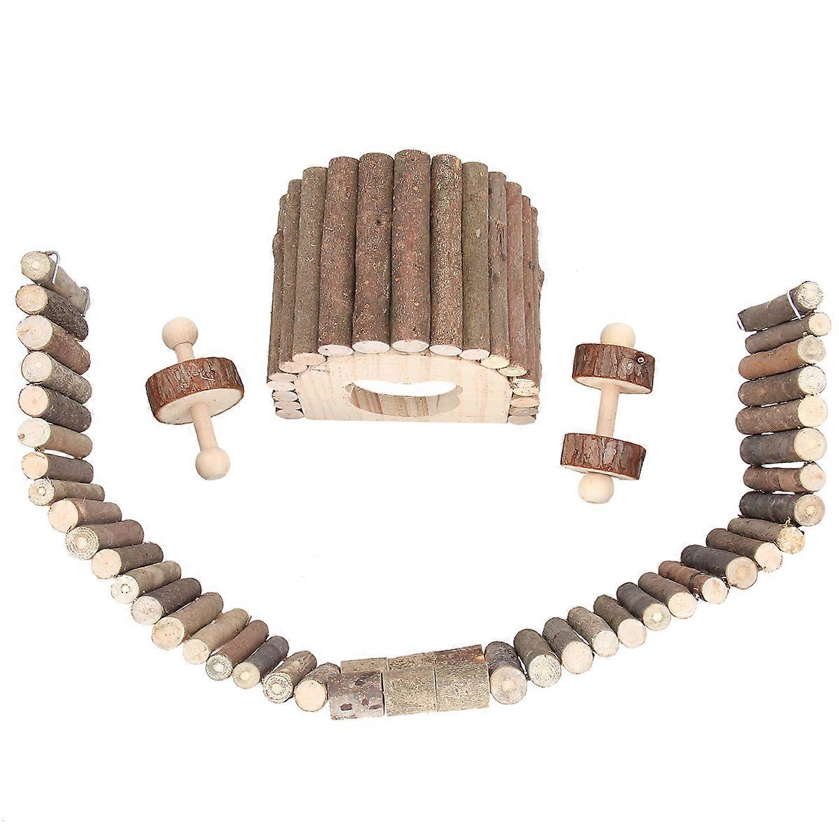 Farm Toys Wooden Simulation Fence Animals Chewing Toy Set Pet Playtime Hamsters 6Pcs