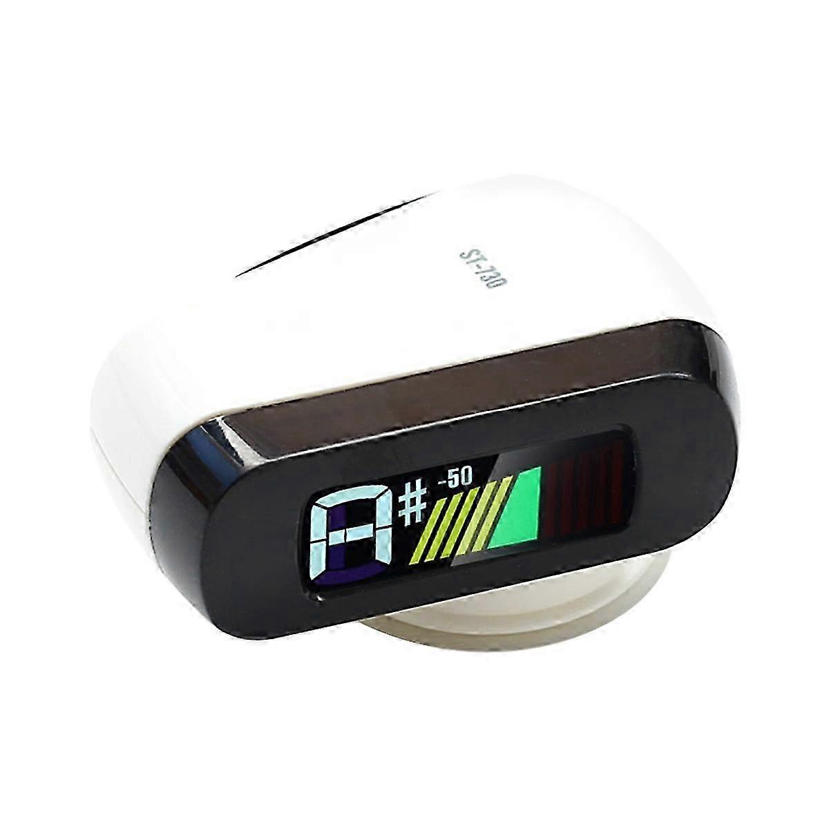 -730ギターチューナークリップオン高精度マイクロチューナー全12弦楽器ベースウクレレバイオリンクロマチック-ブラックホワイト