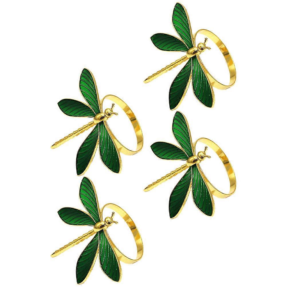 Creative Table Napkin Buckles Metal Material Dragonfly Shape Elegant Design Parties Gatherings 4Pcs