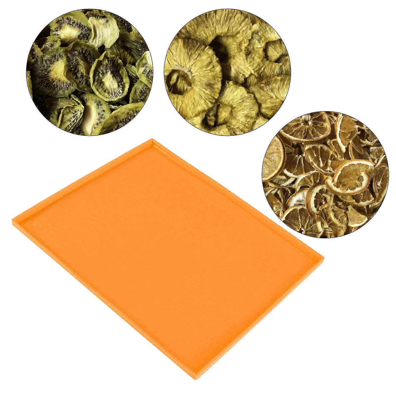 4Pcs Silicone Dehydrator Mats Food Grade High Temperature Resistance Prevent Sticking Fruit Dehydrator Trays with Edge Orange