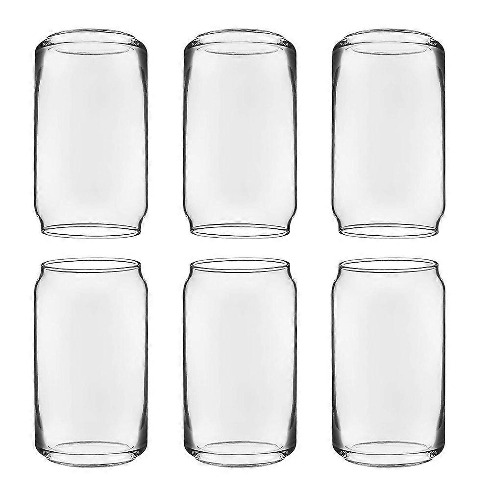 6Pcs Glass Beverage Cup Transparent Creative Ring Pull Can Shape Party Cup