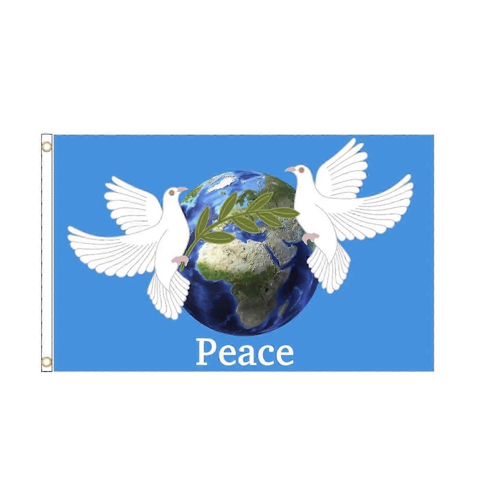 地球の鳩の旗の平和、地球の家の旗の平和の愛の平和、庭の庭の屋外バナー装飾(3 * 5フィート)