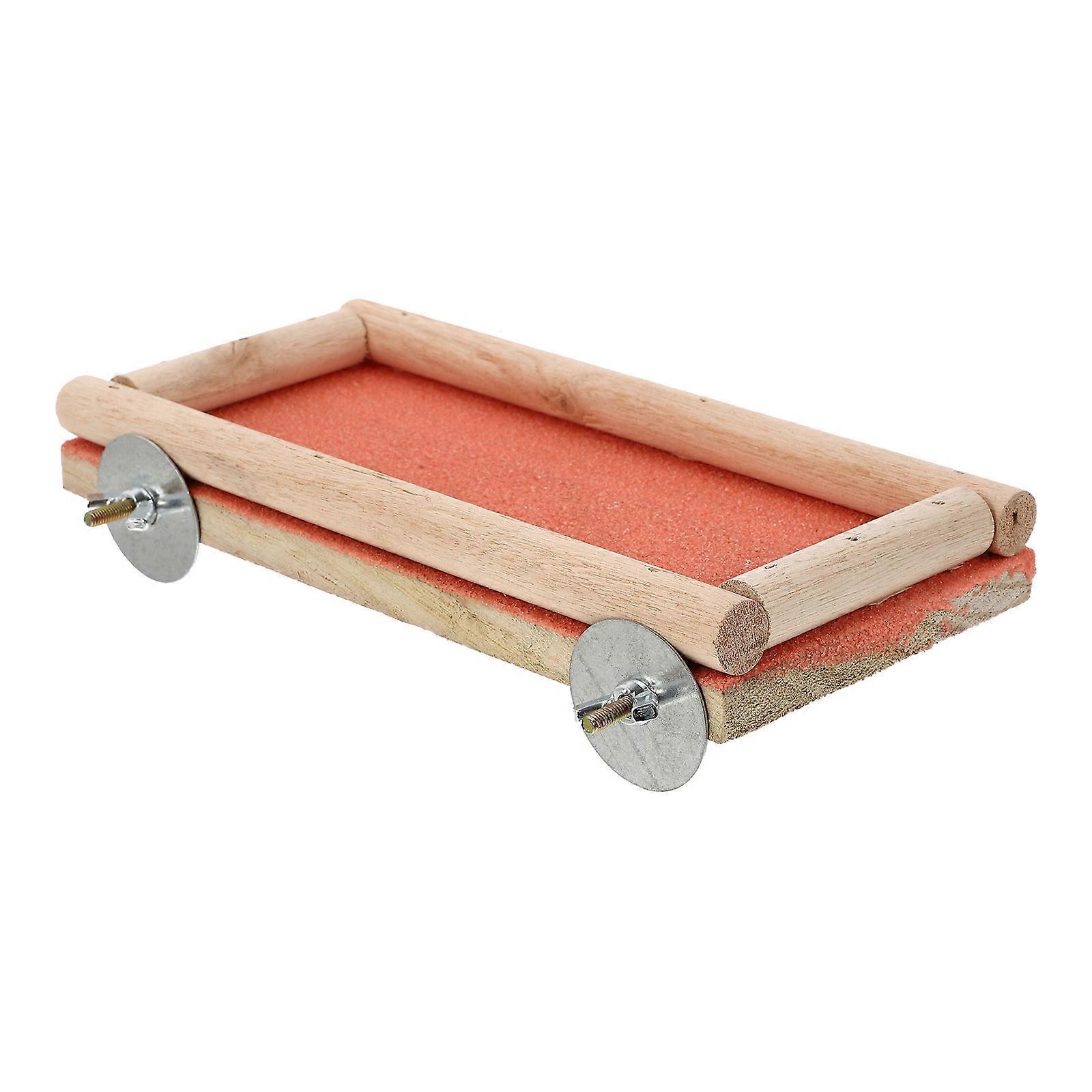 Bird Perch Stand 1 Set Wood Rough Platform Toy Playground Paw Grinding Board Toy for Birds