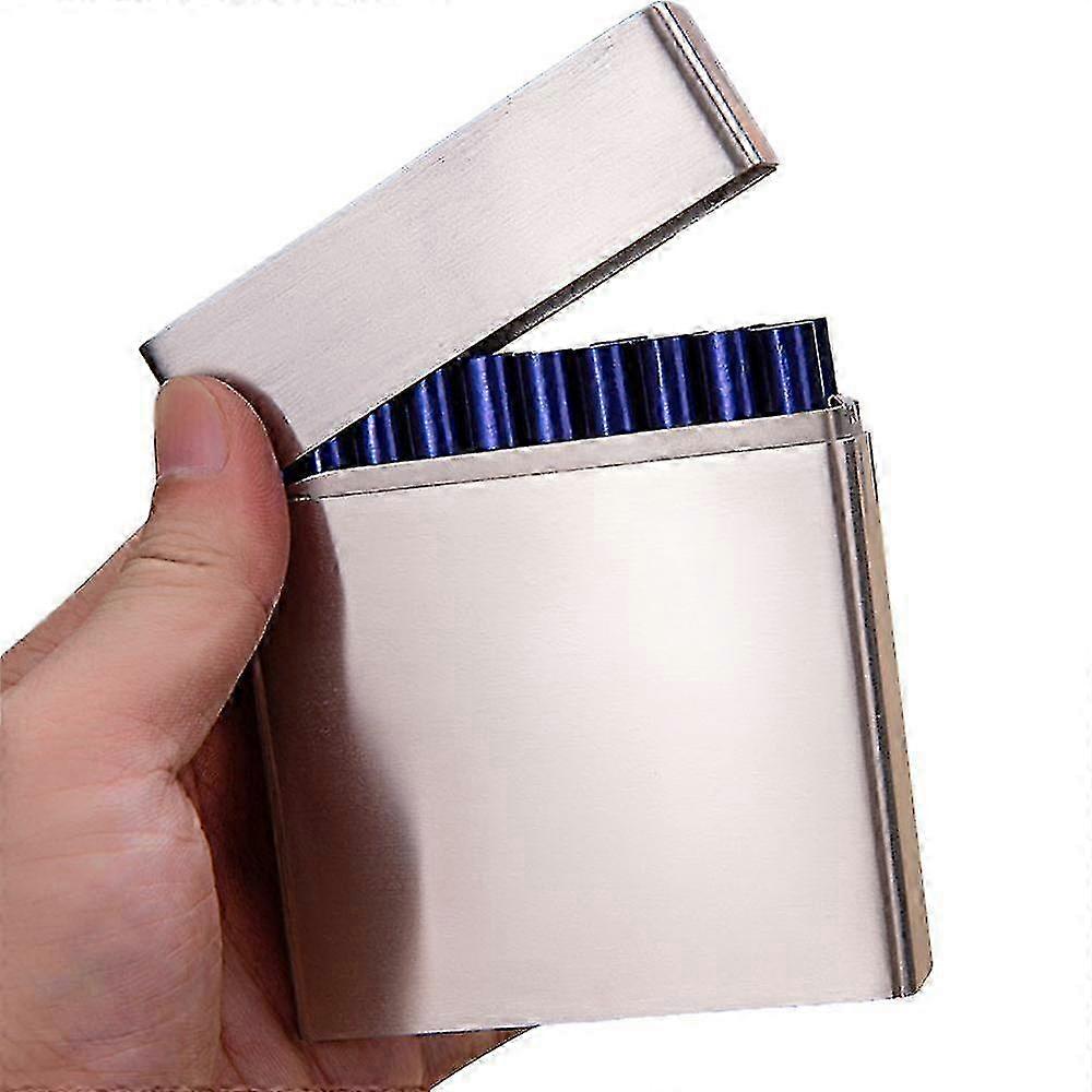 Étui à cigarettes en acier inoxydable argenté84mm King Size contient 20 cigarettes pour une taille régulière