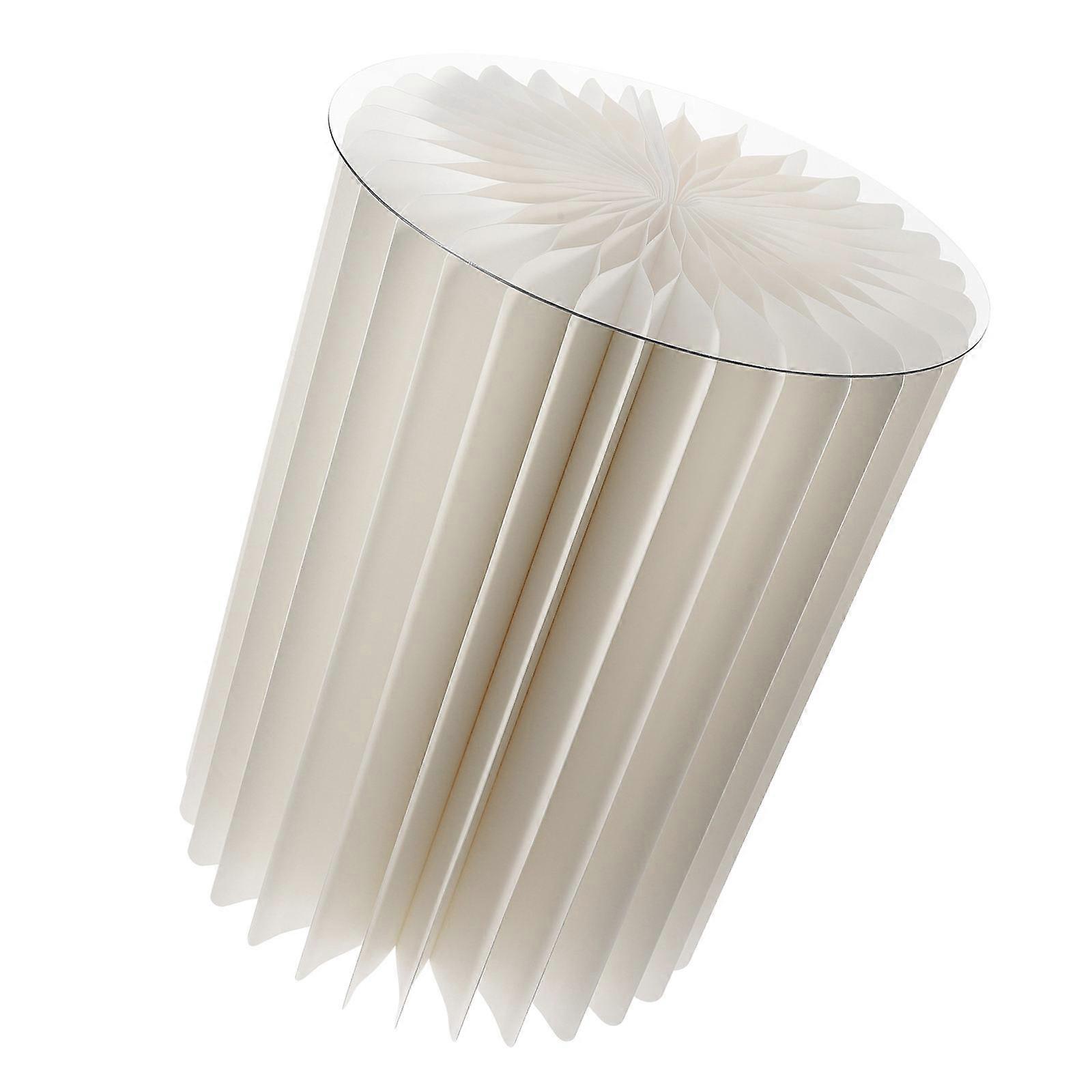 Beige Round Cylinder Pedestal Stand for Party Decor and Lightweight Paper and Acrylic 14.5x14.5x27.5