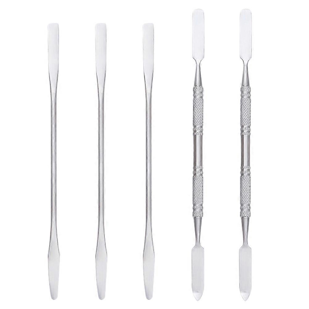 Nail Accessories For Nail Technician Double-Sided Flat Spatula Home Beauty Care Silver Color Mixing Shaping Sculpting 5Pcs
