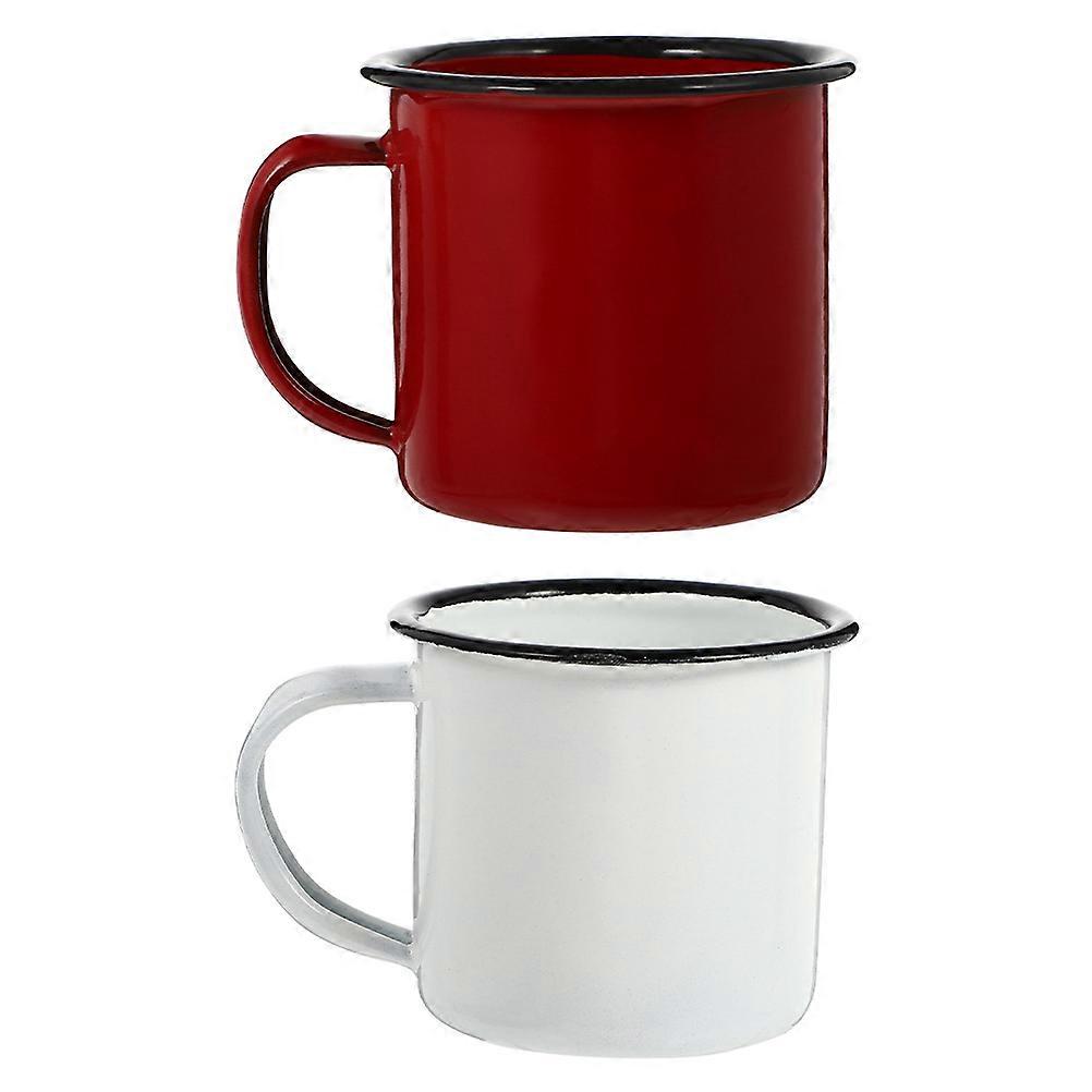 Red Mug with Premium Iron Material for Home Use Wide Mouth Design Comfortable Handle 2 Pieces