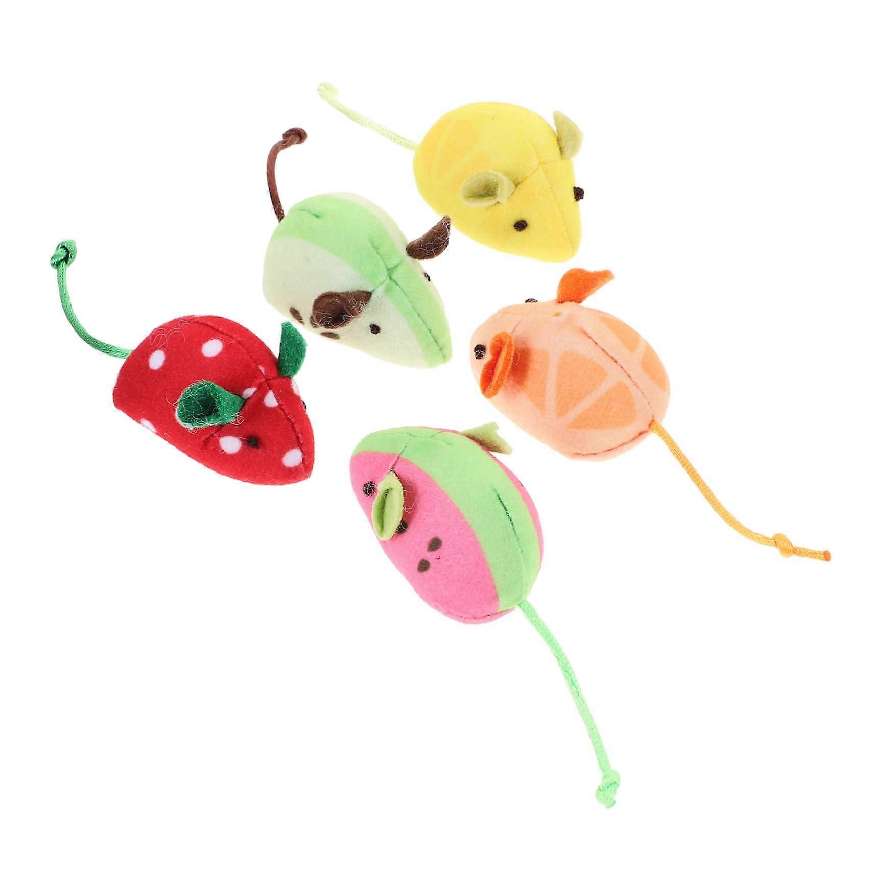 Cat Toy Plush Pack Of 5 Mice-Shape Teeth Chew Toys For Indoor Cats And Kittens Soft Plush