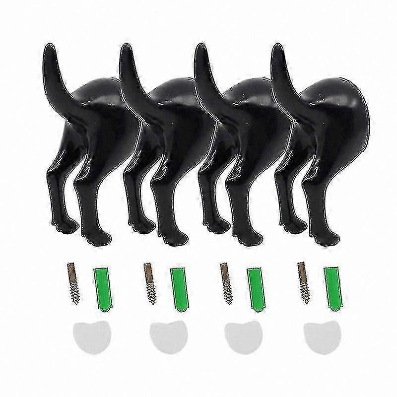 4-Pack Adorable Dog Tail Hooks, Nordic Design, Wall-Mounted Key and Hat Organizer with Screws and Adhesive Tape