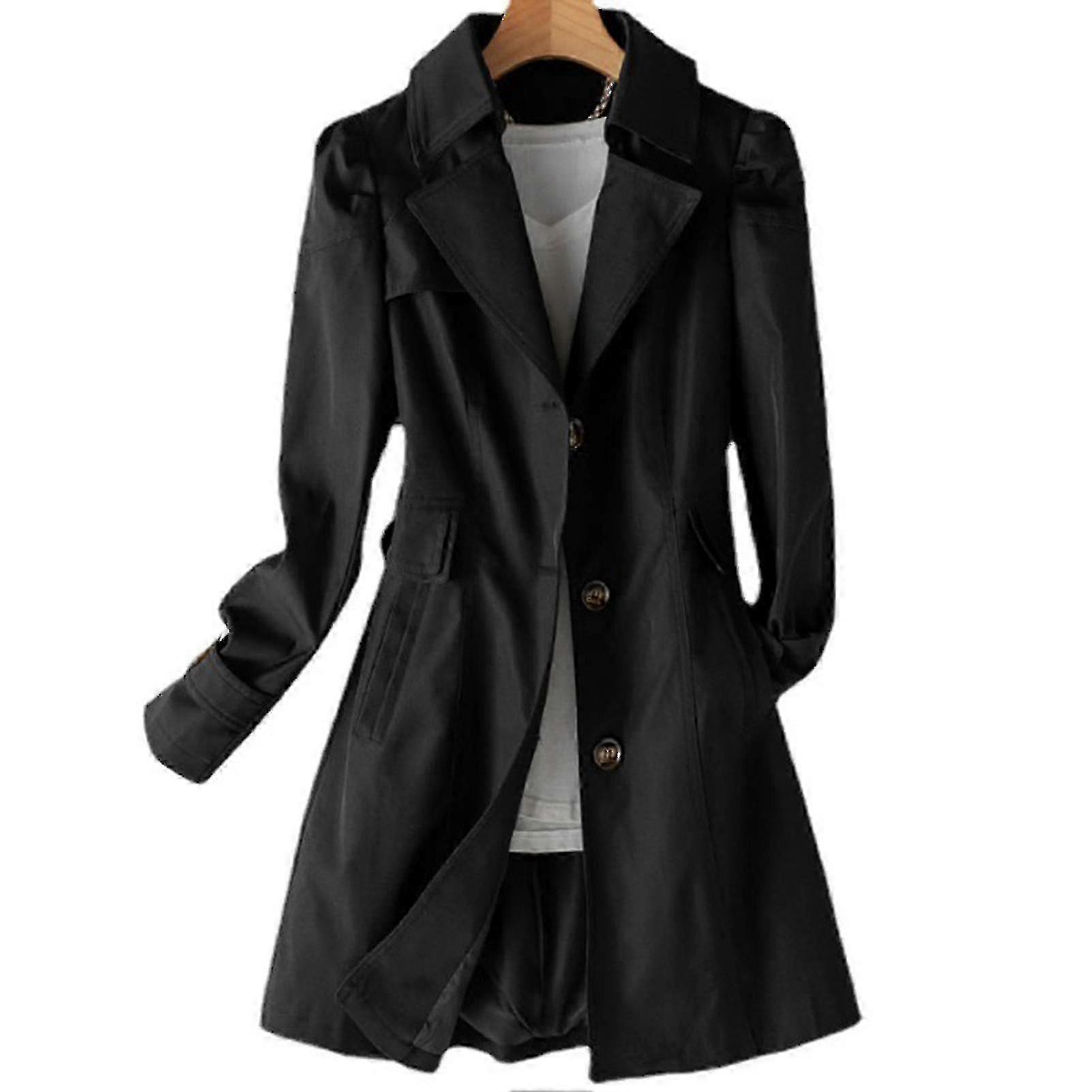 Women's oversize coat - single-breasted long trench with pockets