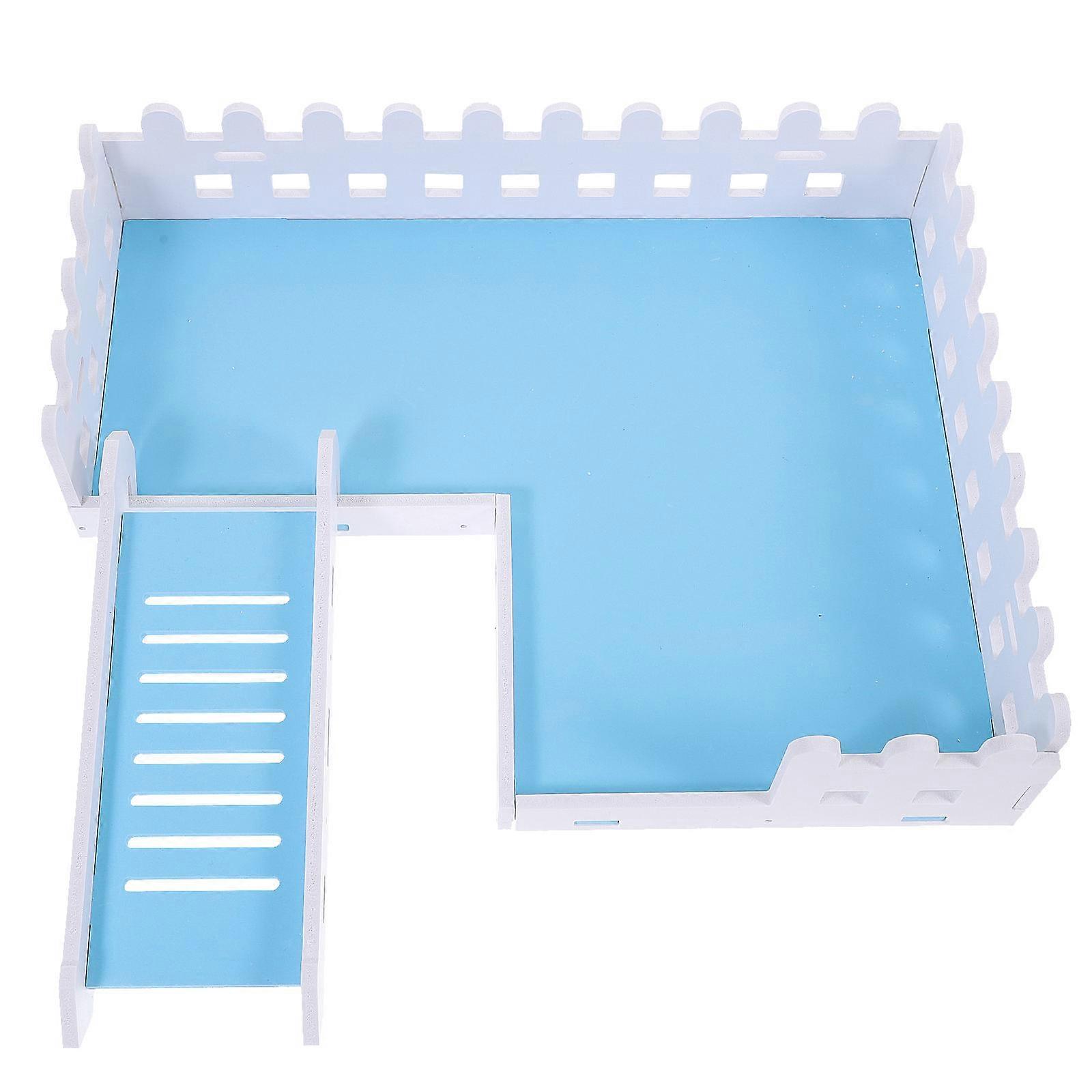 Blue PVC Hamster Platform Toy for Pet Use with Smooth Finish and Decorative Design 6.3 Inches