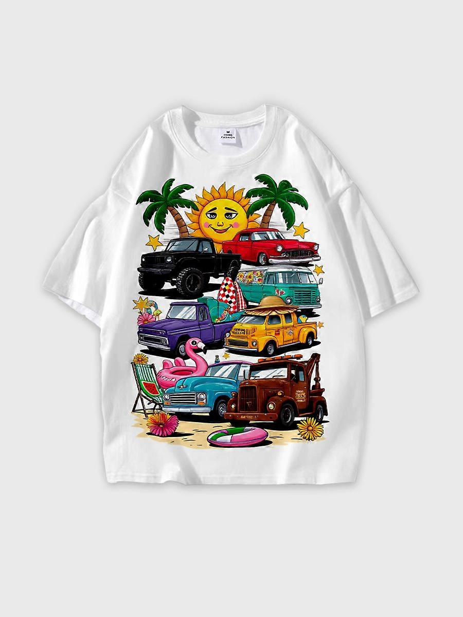 T-shirt round neck Pattern loose short sleeve N58