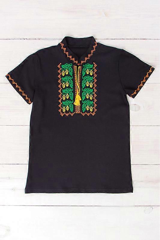 Traditional Men’s Embroidered Shirt – Stand Collar & Decorative Tassels, Summer,  HC 8606-015-22