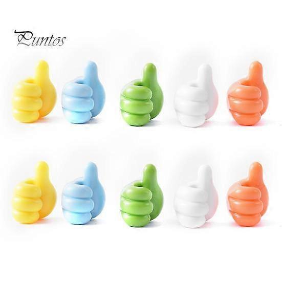10Pcs Colorful Silicone Thumb Wall Hooks Strong Adhesion Cable Clip Rust-proof Key Hangers Desktop Storage Hook