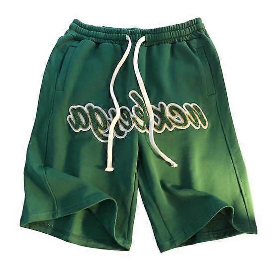 Men Casual Shorts Elastic Waist Adjustable Drawstring Straight Wide Leg Sport Shorts with Pockets Street Style Running Shorts