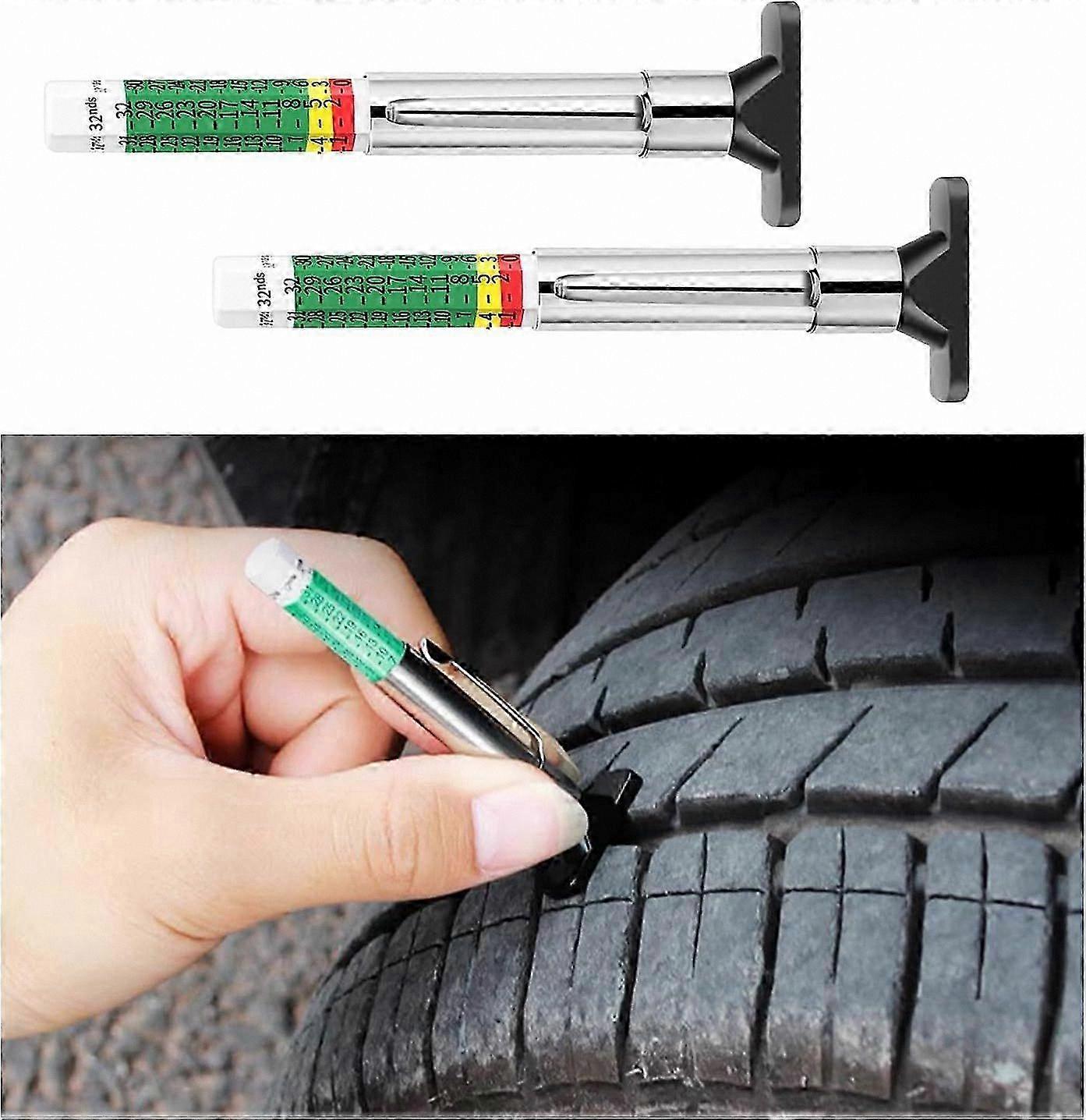Smart Color Coded Tire Tread Depth Gauge Tool, 32nds Accuracy for Vehicle Maintenance and Safety Checks