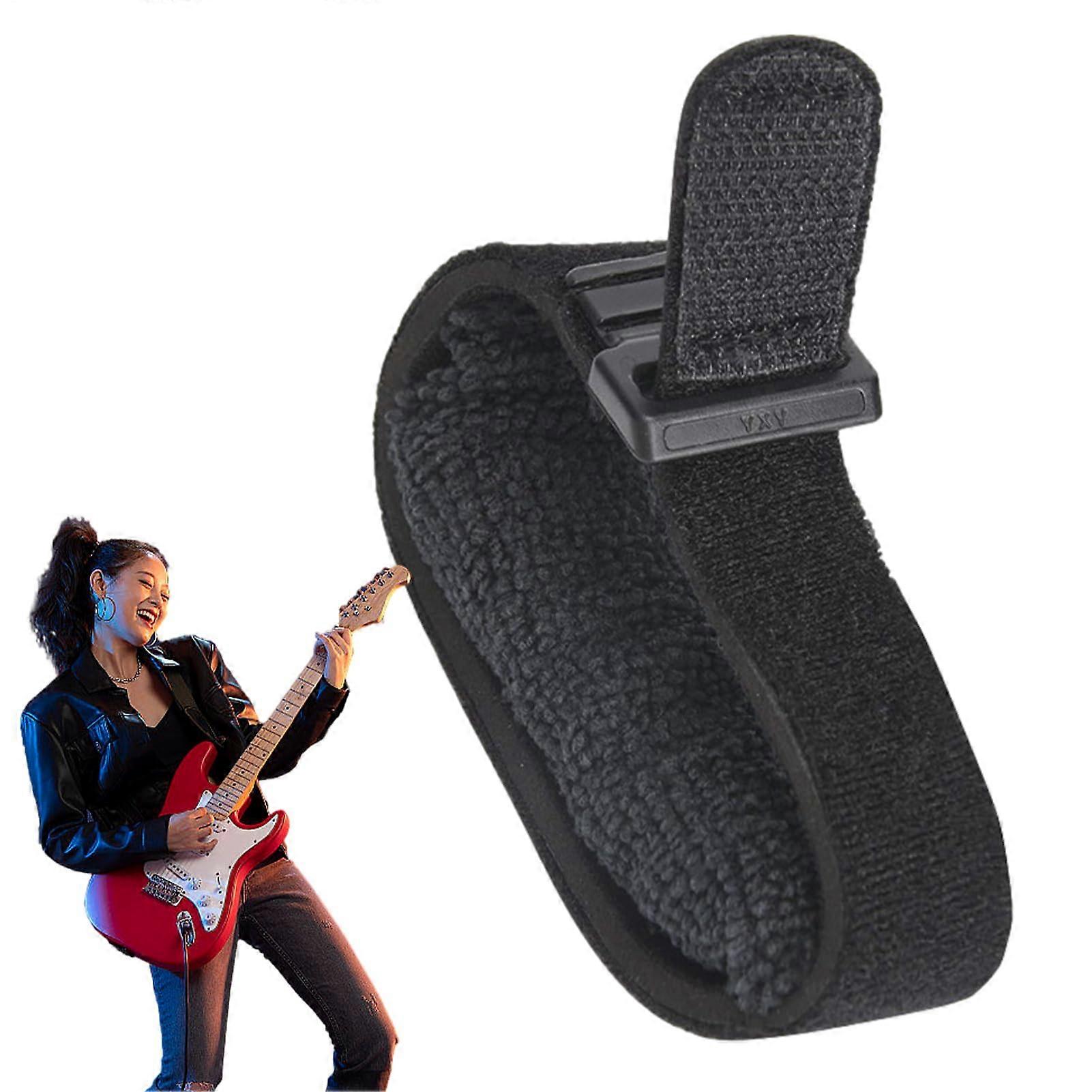 Guitar String Damper  Adjustable Bass Mute Silencer  Soft Strap for Vibration Control (Black)