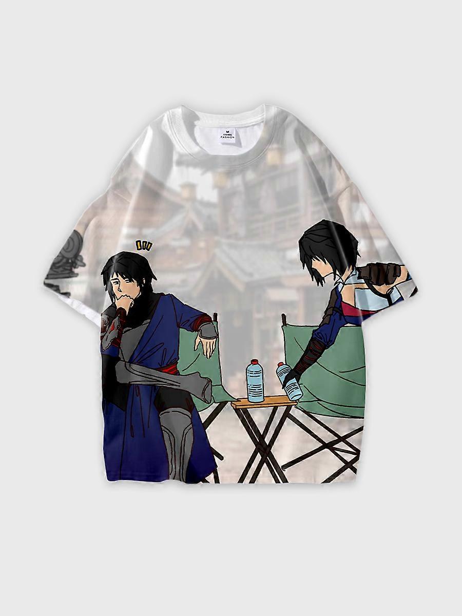 T-shirt round neck Character Pattern loose short sleeve P1316