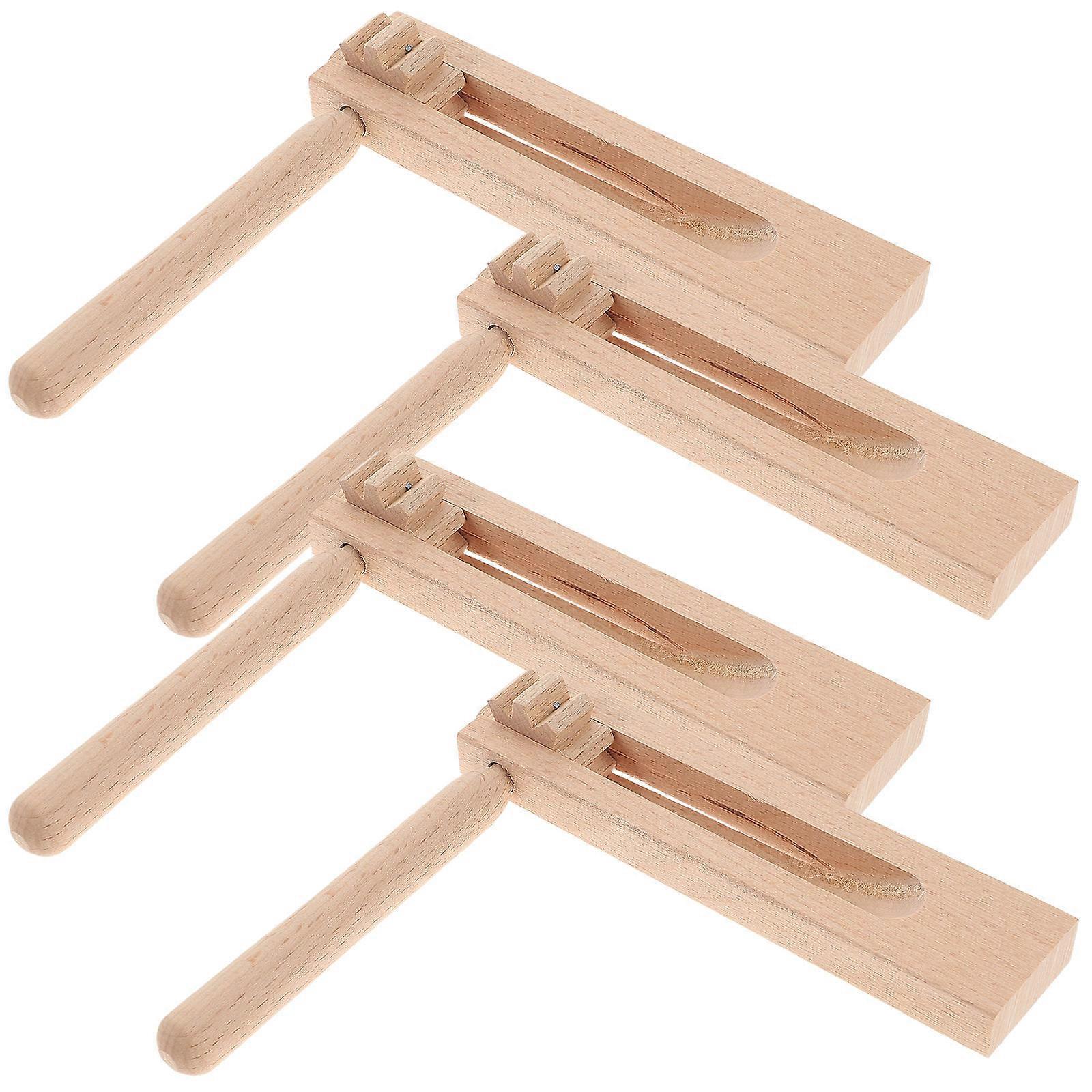 4pcs Castanets Manual Rotary Ratchet Sound Maker Educational Musical Instrument for Boys Early Music Learning