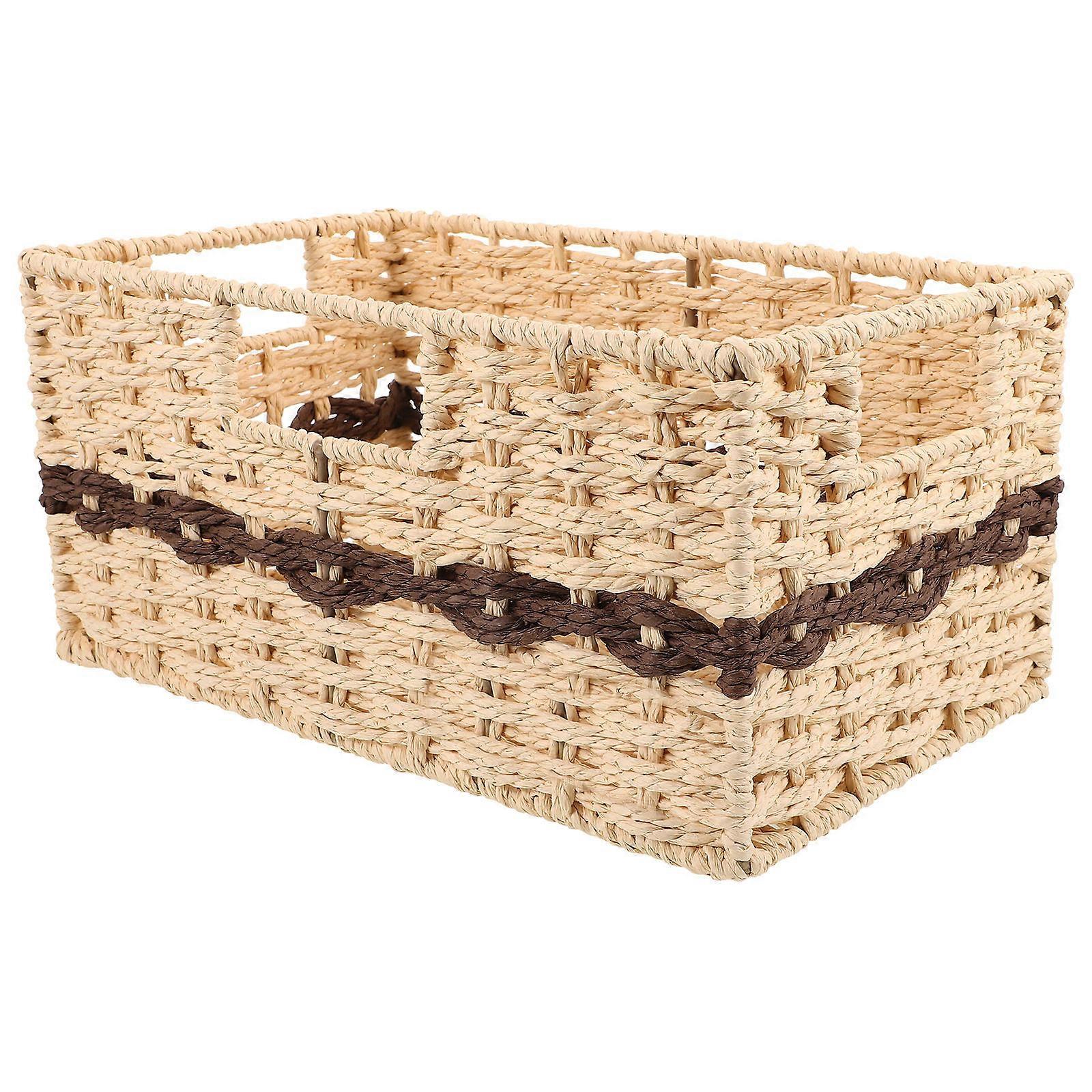 Assorted Color Woven Storage Basket with Handle Durable and Practical for Home Organization 9.5 x 9.5 x 9.5 Inches