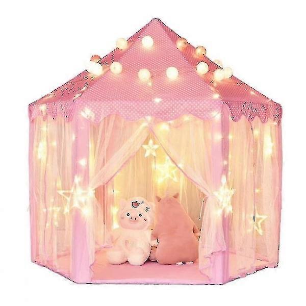 Kids hexagonal princess play tent (pink)