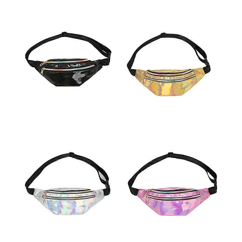 Black Multifunctional Waist Bag, Stylish Shiny Crossbody Pack for Travel, Hiking, and Daily Use – Unique Design for Personal Style and Essentials