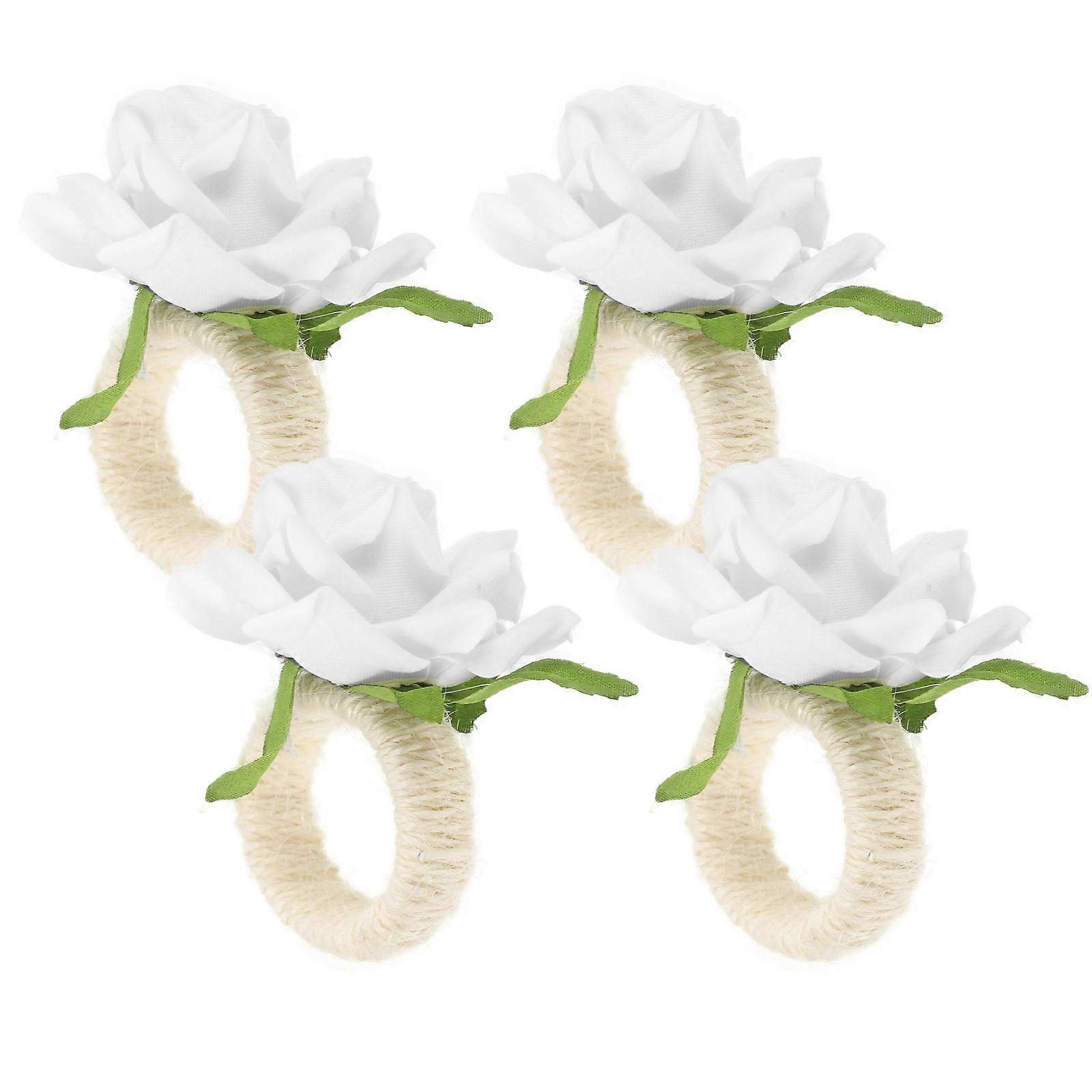 Flower Napkin Buckles 4Pcs Ideal Napkin Holder For Holiday Receptions And Event Organizing