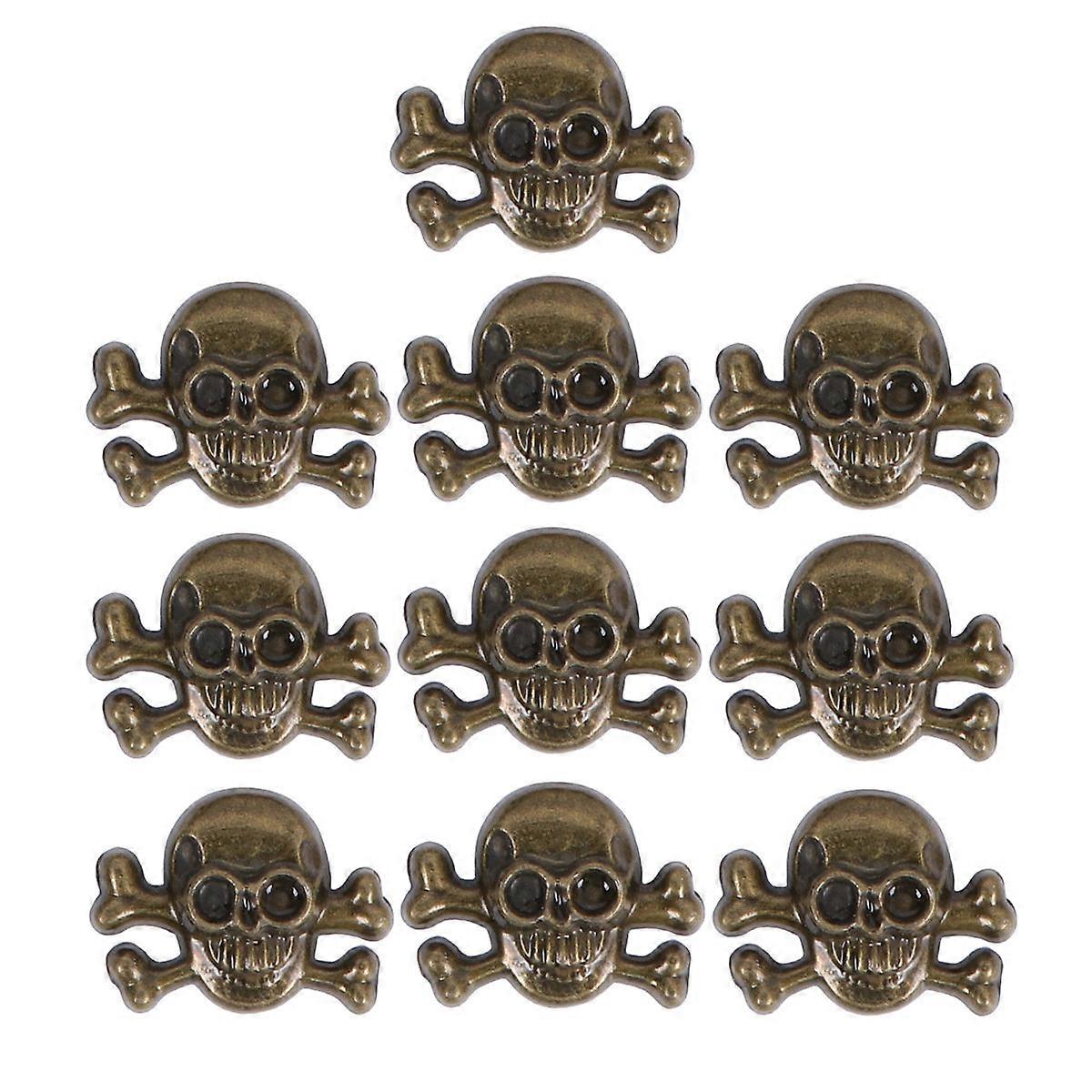 10pcs Stylish DIY Ghost Head Studs Punk Skull Rivet Accessories for Shoes Bags Belts and Garments Craft (Bronze)