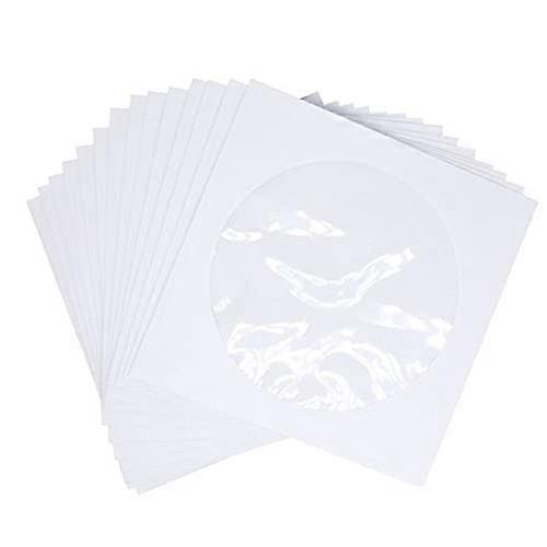 CD DVD cases, DVD CD media paper sleeves with transparent, closed flap, pack of 100 pieces