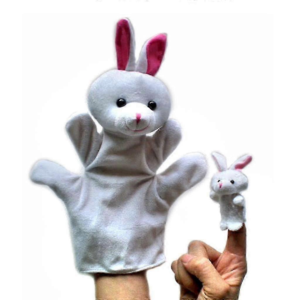 Set Of 2pcs Hand & Finger Puppets - Rabbit