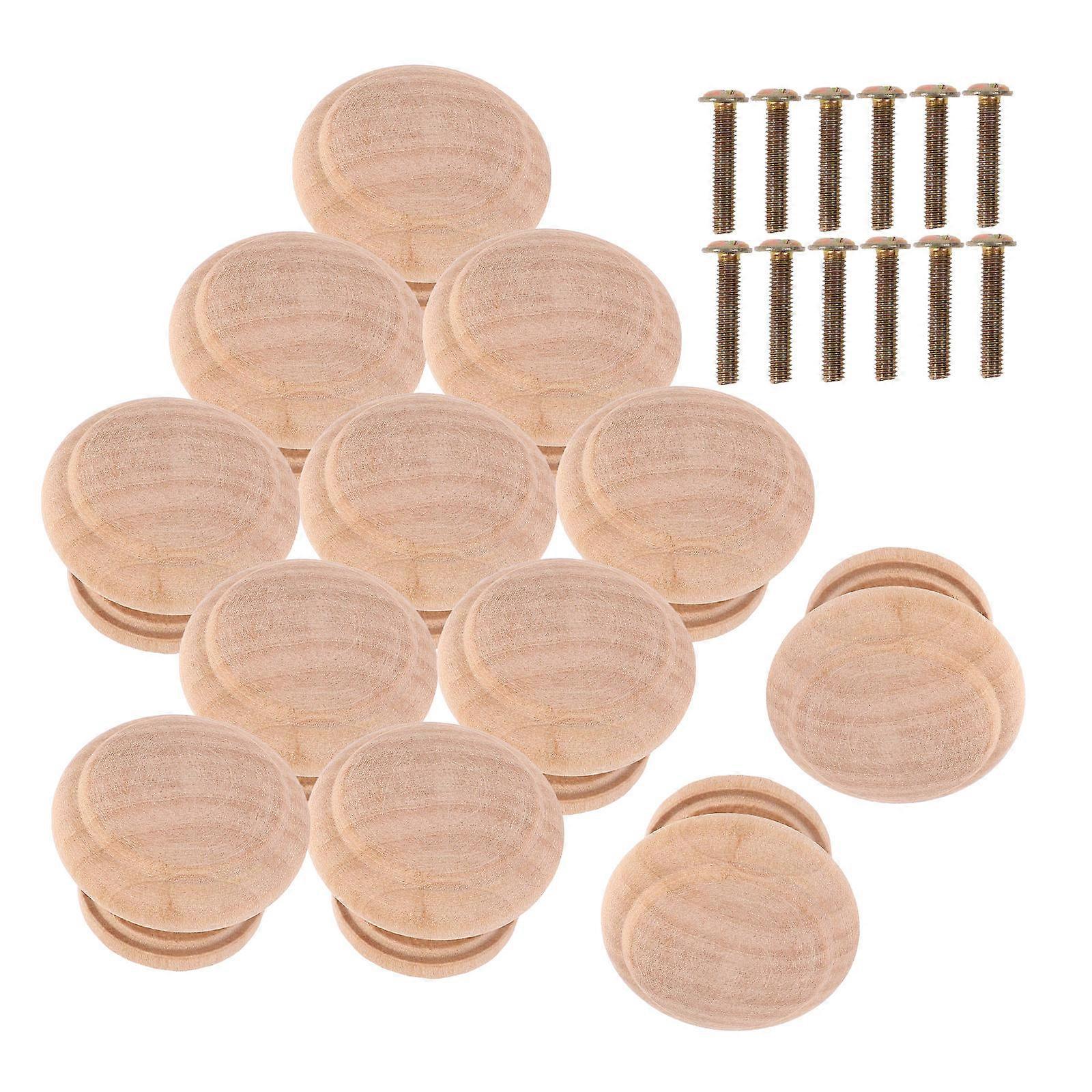 Wood Dresser Pulls Light Yellow Circular Drawer Handles for Home Use Furniture Accessory 12pcs