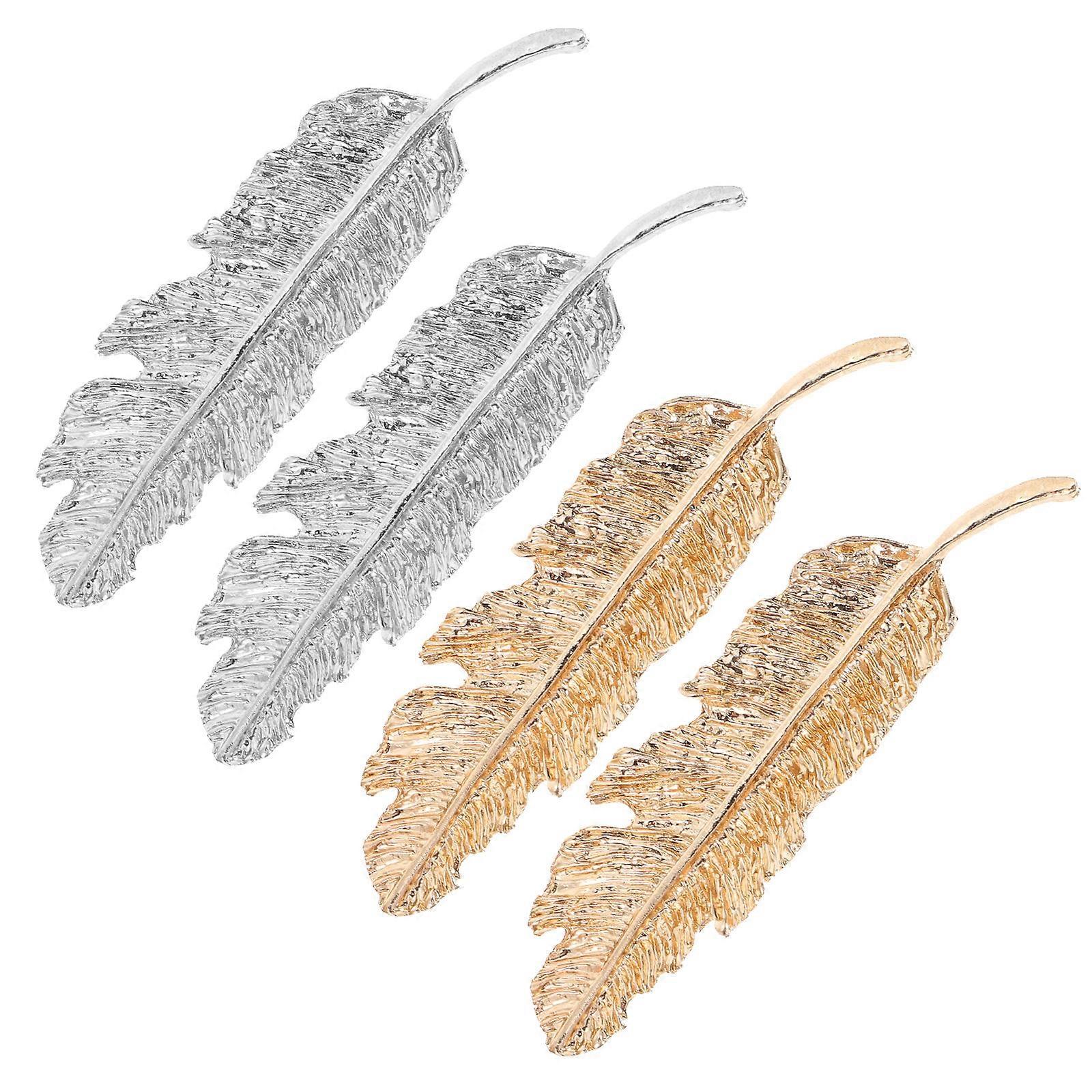 Duck Bill Hair Clips with Rhinestones in Silver Color for Home Use 4pcs Metal