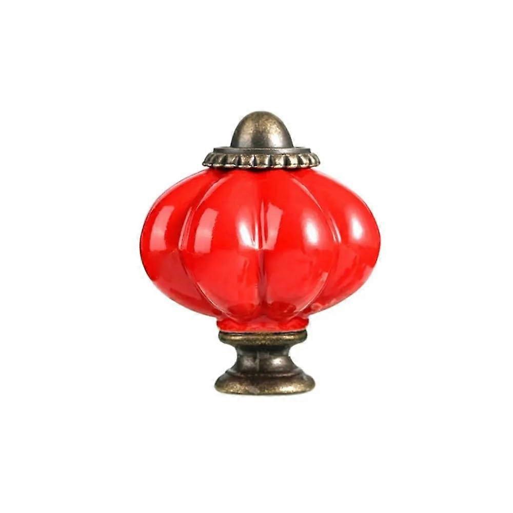 Simple Single Hole Pumpkin Handle Ceramic European Style Vintage Cupboard Knob Round Drawer Knobs Bookshelf (Style 3)