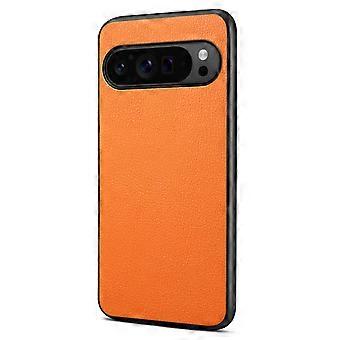 TKdaddy Voor Google Pixel 10 / Pixel 10 Pro Hoesje Kuittextuur Leer + PC + TPU Telefoonhoesje Oranje