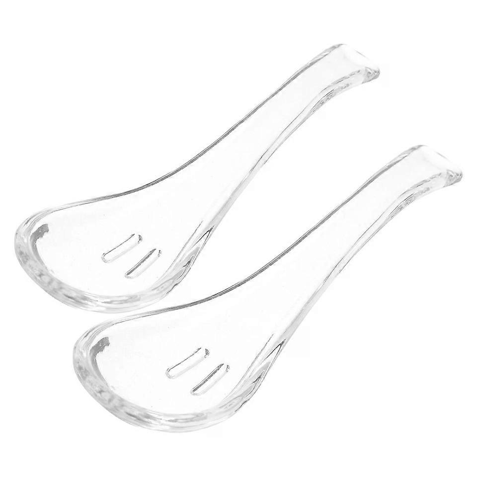 Glass Spoons, 2 Pcs Clear Smooth Serving Spoons for Dessert Chinese Soup Asian