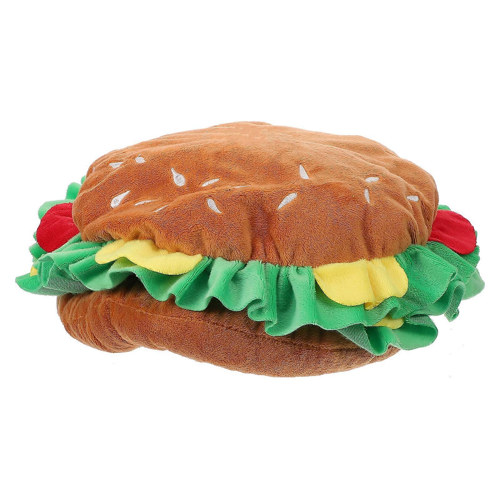 Hamburger Shape Pet Headwear For Cats And Dogs Perfect For Carnival Events Daily Wear 30X30CM 1Pcs