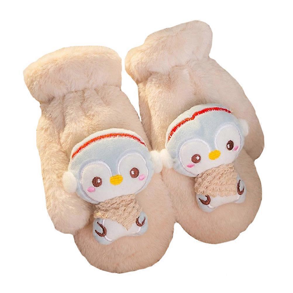 Winter Thermal Gloves 1 Pair Of Durable Plush Mittens For Adults And Kids In Beige 25.00X12.00X2.50CM Retaining Warmth Effectively