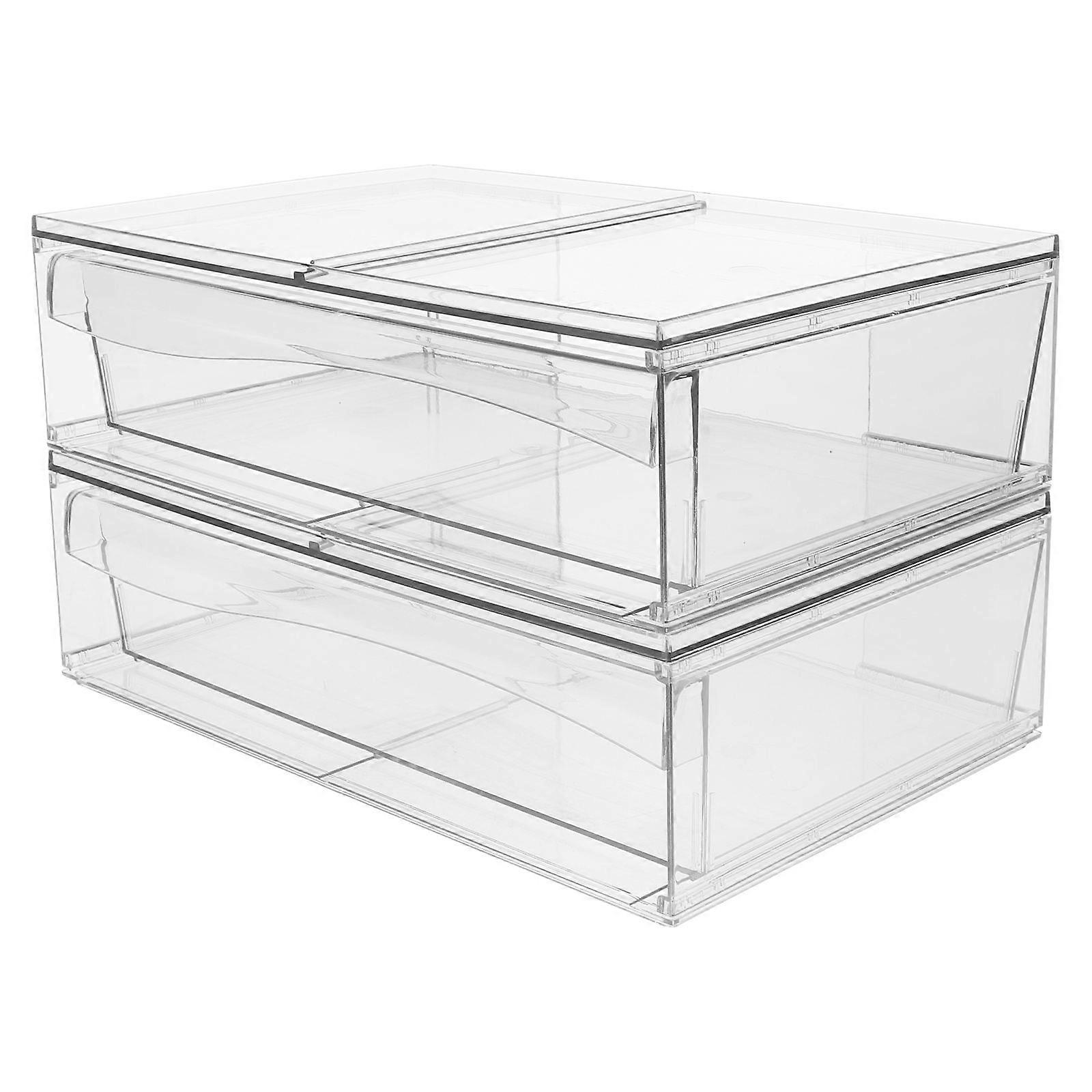 Acrylic Drawer Type Organizer for Home Use Transparent Storage Box with Detachable Design 2pcs