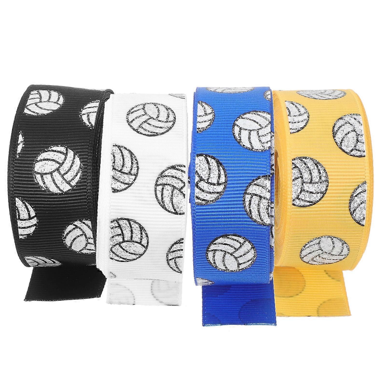 Volleyball Themed Ribbons For DIY Crafting Suitable For Cheerleading Projects Assorted Color Durable 4 Rolls