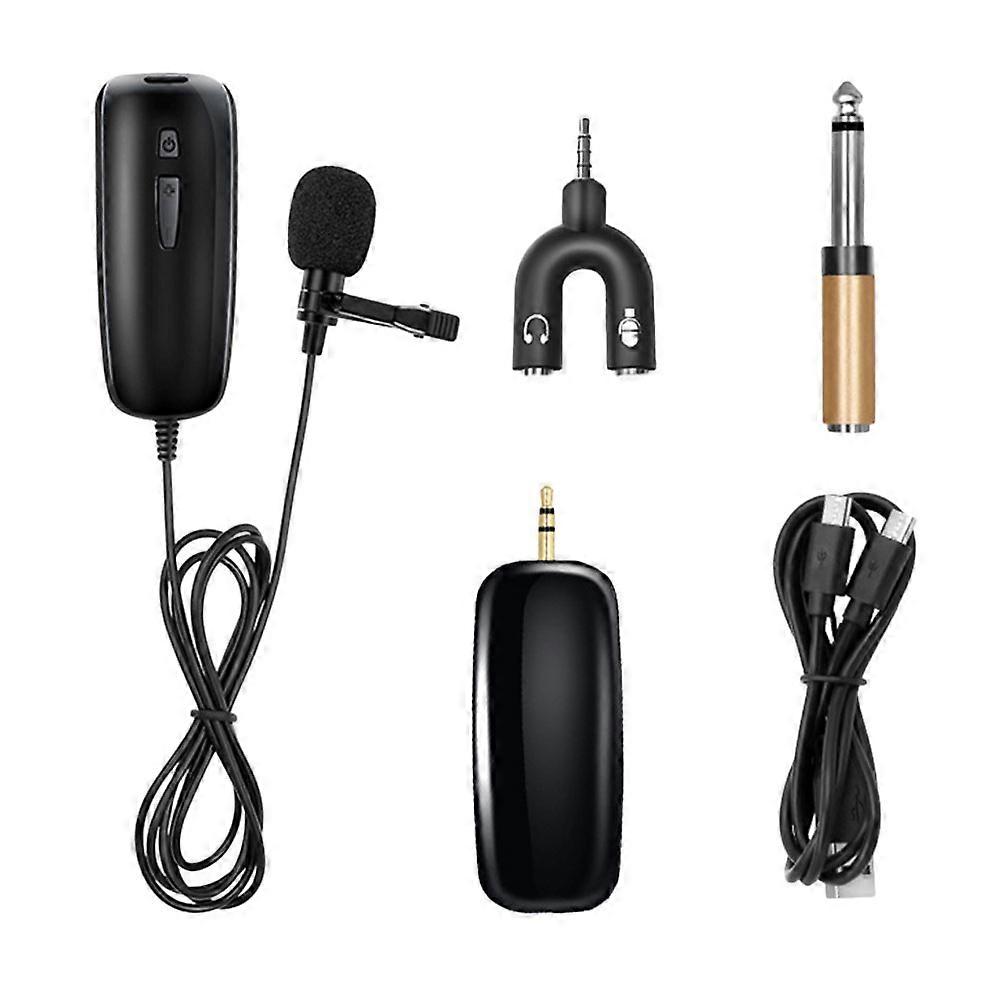 5-teiliges drahtloses Lavalier-Ansteckmikrofon-System-Kit für Smartphones mit Empfänger und U-förmigem Splitter