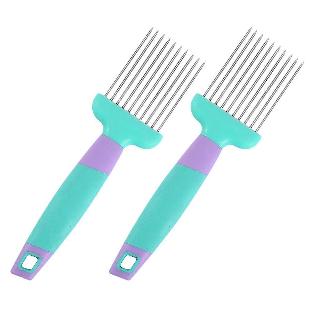 Vegetable Cutting 2Pcs Stainless Steel And Plastic Slicing Tools For Chefs In Professional Kitchen Use With Blue Design