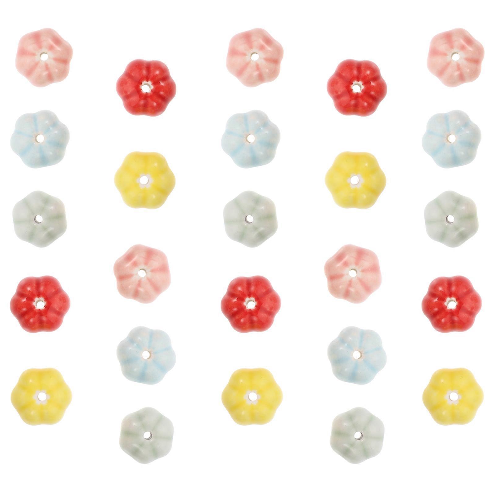 Ceramic Pumpkin Beads for Decoration Assorted Color Smooth Surface DIY Jewelry Making Supplies 40Pcs