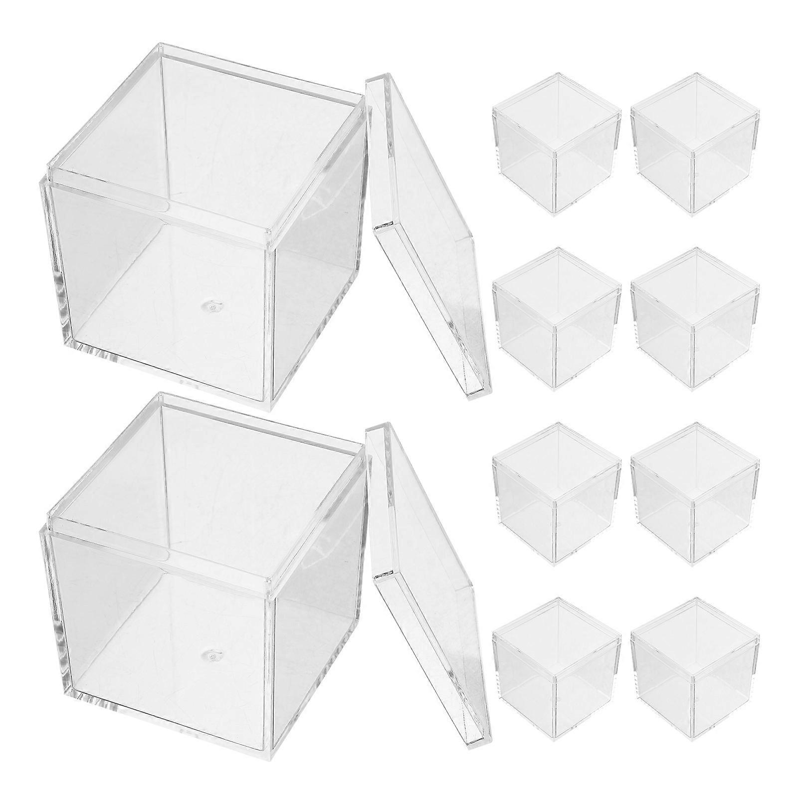 Plastic Square Box 5.5cm Specimen Display For Crystals Moisture-proof Lid Versatile Usage 10Pcs