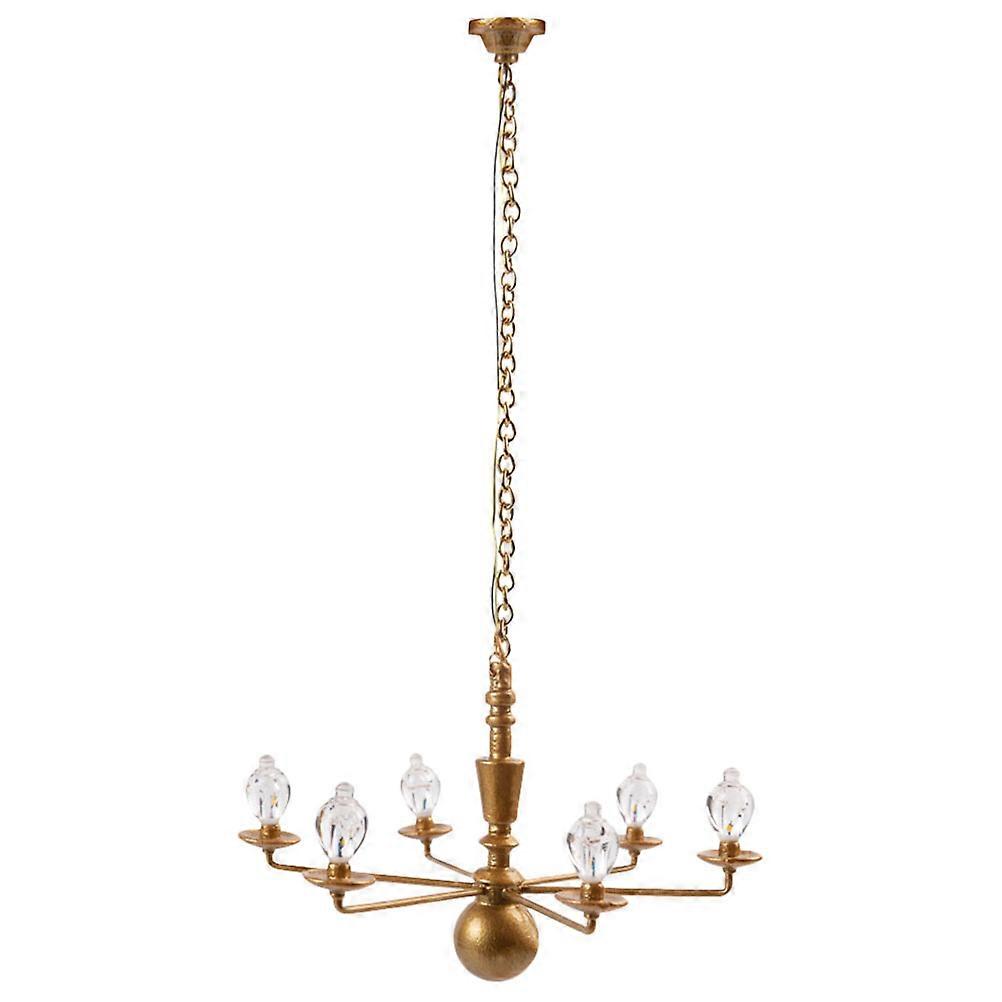 Miniature Chandelier Model DIY Sand Table Decor, Creative House Design Hanging Lights with Warm Light for Unique Crafting Experience