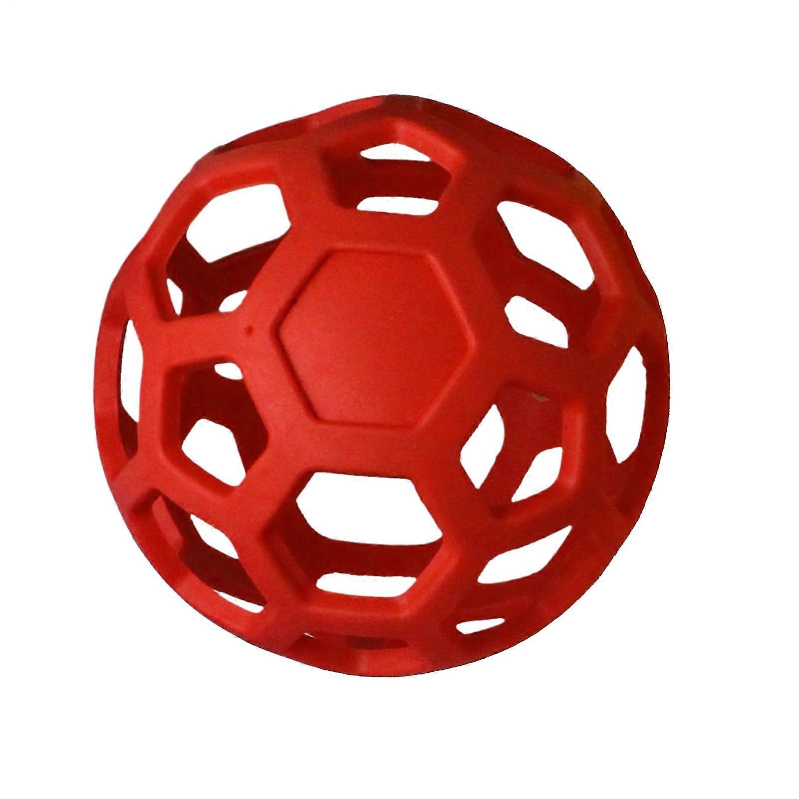 Interactive Dog Ball - Rubber Hollow Ball for Dogs - Bouncing Fetch Toy for Indoor Chewing, Outdoor Play, Red Color, Training Aid