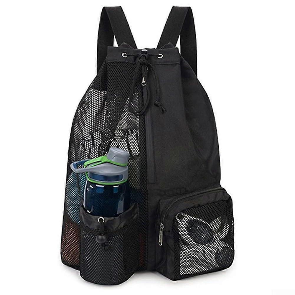 Drawstring Swim Backpack Black With Wet Bag For Gym And Outdoor Adventurers