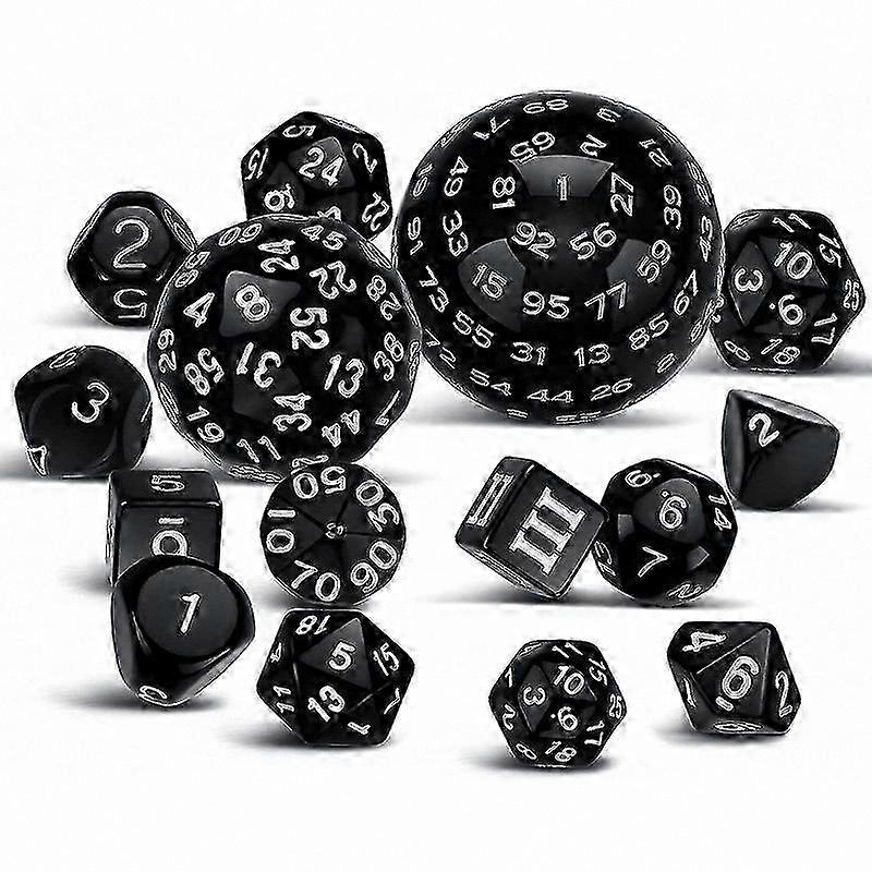 15-Piece Polyhedral Dice Set for RPG Table Games, D3-D100 Spherical Collection